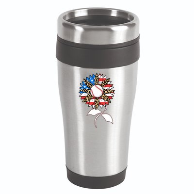 Cute USA American Flag Baseball Sunflower 16oz Travel Tumbler