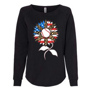 Cute USA American Flag Baseball Sunflower Womens California Wash Sweatshirt