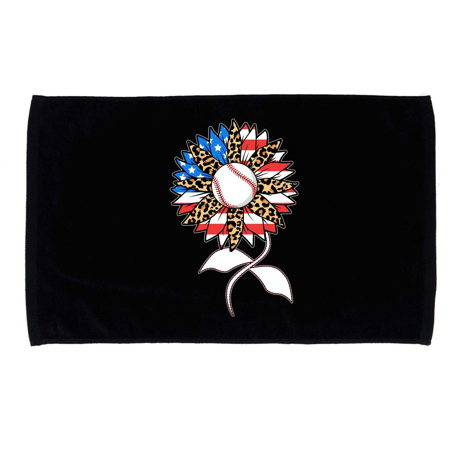 Cute USA American Flag Baseball Sunflower Microfiber Hand Towel