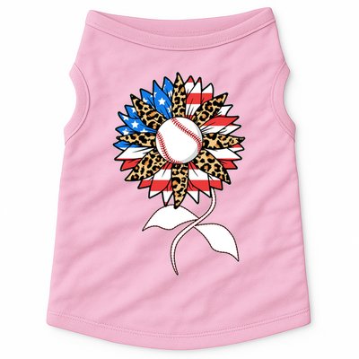Cute USA American Flag Baseball Sunflower Doggie Tank