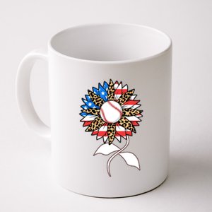 Cute USA American Flag Baseball Sunflower Coffee Mug