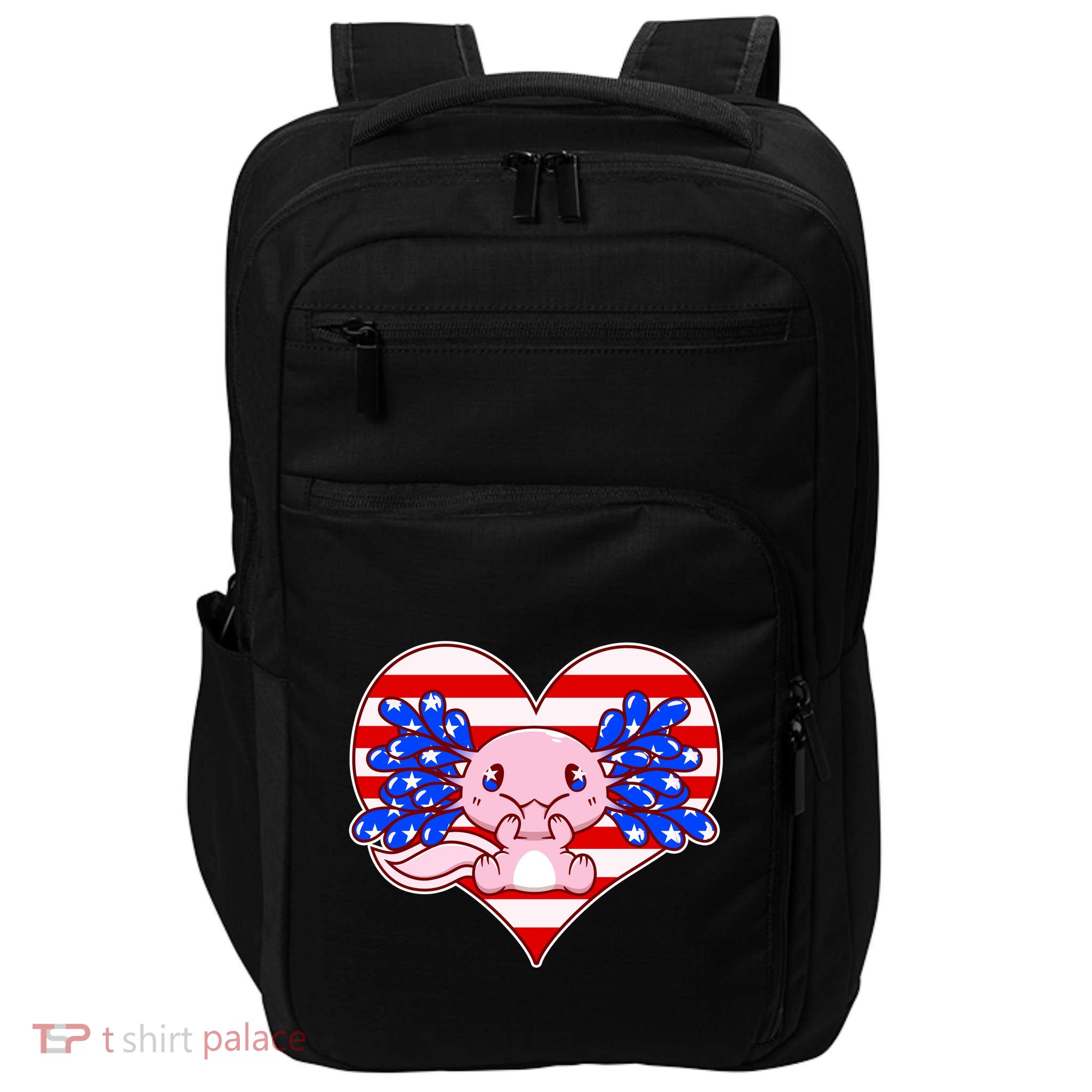 Cute USA American Flag Axolotl Impact Tech Backpack