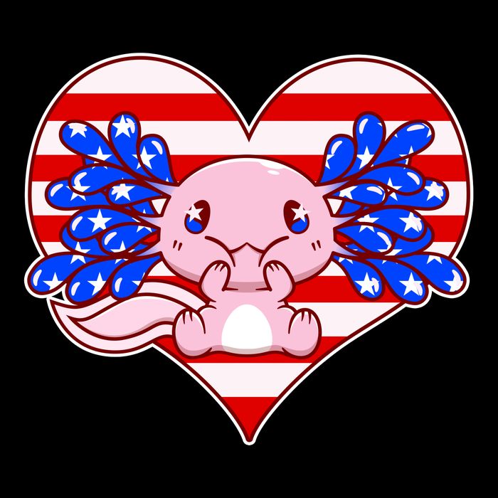 Cute USA American Flag Axolotl Bucket Hat