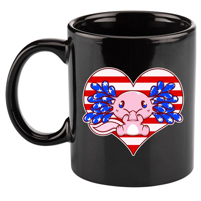 Cute USA American Flag Axolotl 11oz C Handle Ceramic Mug
