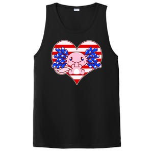 Cute USA American Flag Axolotl PosiCharge Competitor Tank