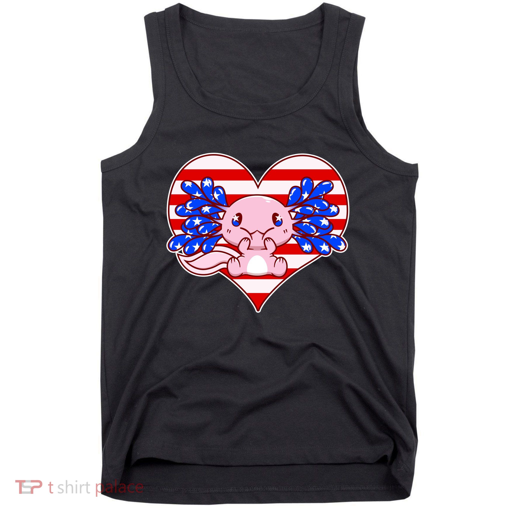 Cute USA American Flag Axolotl Tank Top