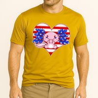 Cute USA American Flag Axolotl Cooling Performance Crew T-Shirt