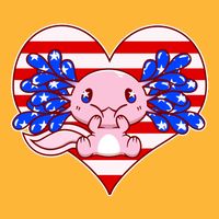 Cute USA American Flag Axolotl Cooling Performance Crew T-Shirt