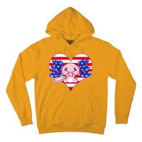 Cute USA American Flag Axolotl Hoodie