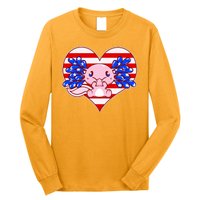 Cute USA American Flag Axolotl Long Sleeve Shirt