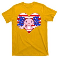 Cute USA American Flag Axolotl T-Shirt