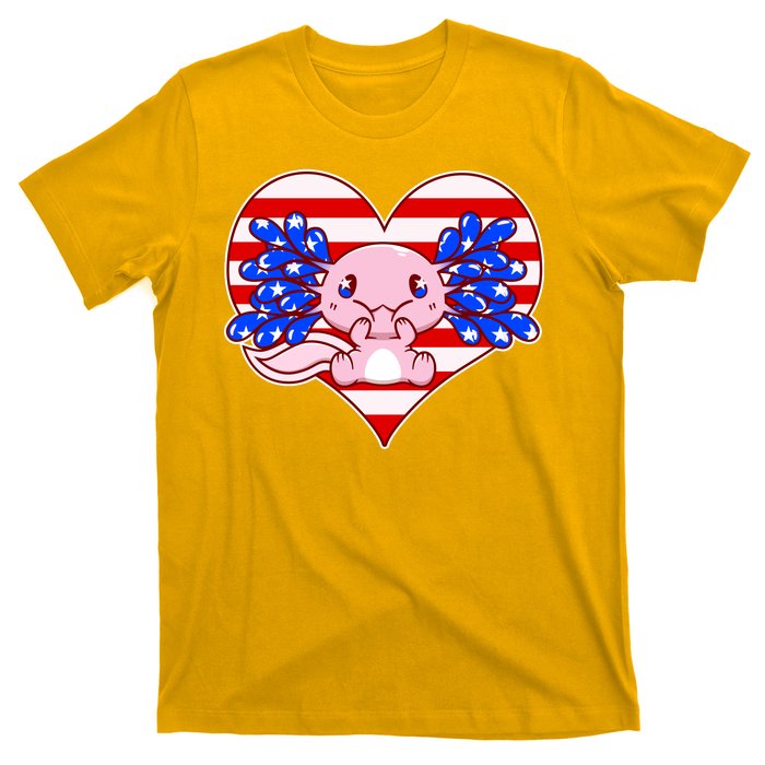 Cute USA American Flag Axolotl T-Shirt