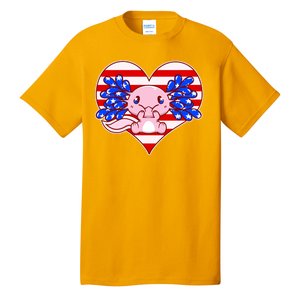 Cute USA American Flag Axolotl Tall T-Shirt