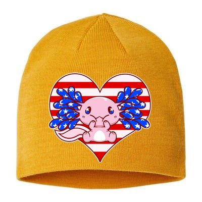 Cute USA American Flag Axolotl Sustainable Beanie