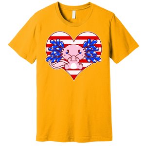 Cute USA American Flag Axolotl Premium T-Shirt