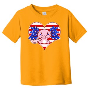 Cute USA American Flag Axolotl Toddler T-Shirt