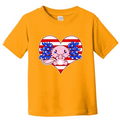 Cute USA American Flag Axolotl Toddler T-Shirt