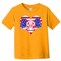 Cute USA American Flag Axolotl Toddler T-Shirt