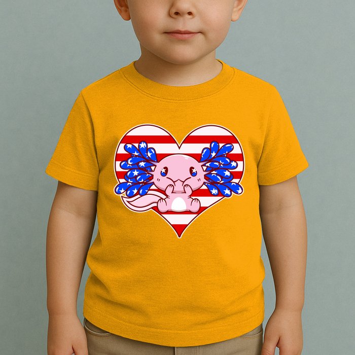Cute USA American Flag Axolotl Toddler T-Shirt