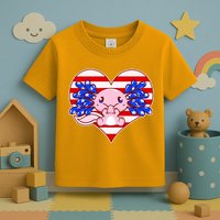 Cute USA American Flag Axolotl Toddler T-Shirt