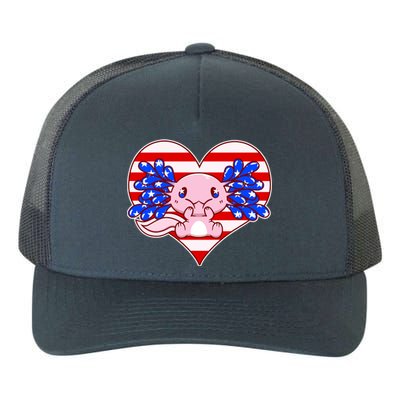 Cute USA American Flag Axolotl Yupoong Adult 5-Panel Trucker Hat