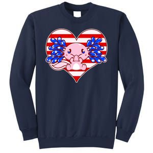 Cute USA American Flag Axolotl Sweatshirt