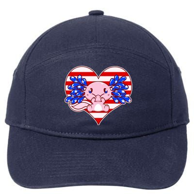 Cute USA American Flag Axolotl 7-Panel Snapback Hat