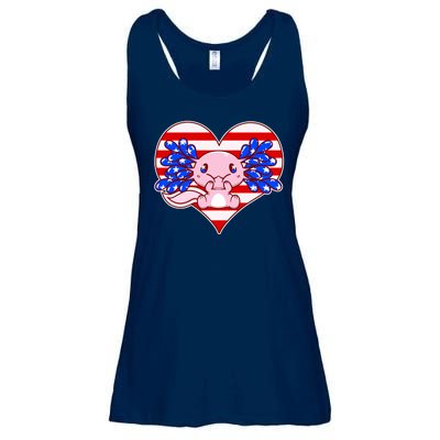 Cute USA American Flag Axolotl Ladies Essential Flowy Tank