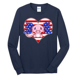 Cute USA American Flag Axolotl Tall Long Sleeve T-Shirt