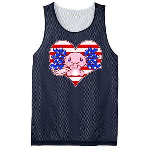 Cute USA American Flag Axolotl Mesh Reversible Basketball Jersey Tank