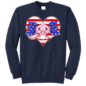 Cute USA American Flag Axolotl Tall Sweatshirt