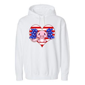 Cute USA American Flag Axolotl Garment-Dyed Fleece Hoodie