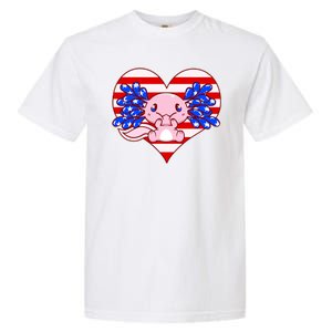 Cute USA American Flag Axolotl Garment-Dyed Heavyweight T-Shirt