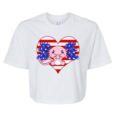 Cute USA American Flag Axolotl Bella+Canvas Jersey Crop Tee