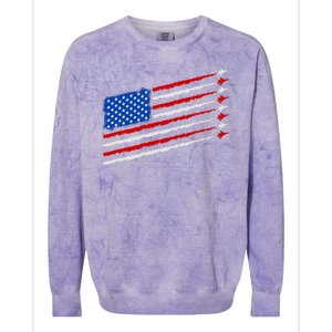 Cool USA American Flag Air Show Jet Planes Colorblast Crewneck Sweatshirt