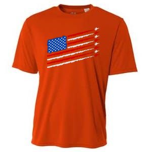 Cool USA American Flag Air Show Jet Planes Cooling Performance Crew T-Shirt