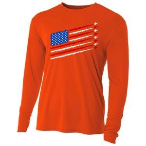 Cool USA American Flag Air Show Jet Planes Cooling Performance Long Sleeve Crew