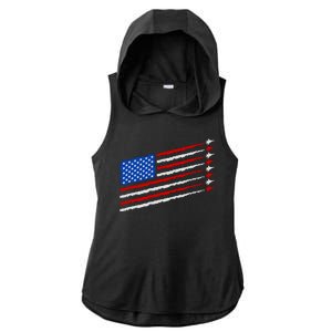 Cool USA American Flag Air Show Jet Planes Ladies PosiCharge Tri-Blend Wicking Draft Hoodie Tank