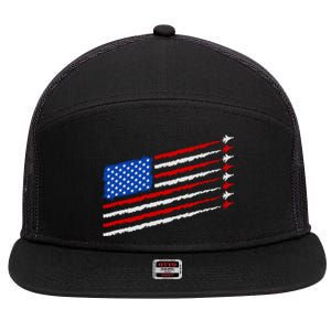 Cool USA American Flag Air Show Jet Planes 7 Panel Mesh Trucker Snapback Hat