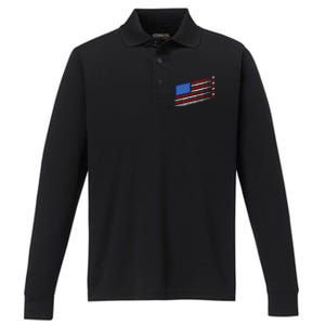 Cool USA American Flag Air Show Jet Planes Performance Long Sleeve Polo