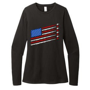 Cool USA American Flag Air Show Jet Planes Womens CVC Long Sleeve Shirt