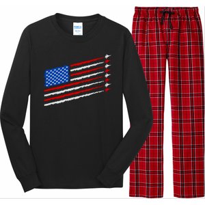 Cool USA American Flag Air Show Jet Planes Long Sleeve Pajama Set