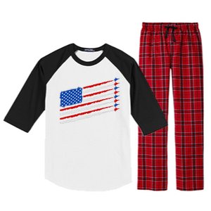 Cool USA American Flag Air Show Jet Planes Raglan Sleeve Pajama Set