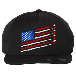 Cool USA American Flag Air Show Jet Planes Wool Snapback Cap