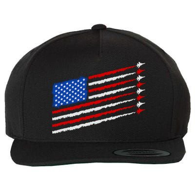 Cool USA American Flag Air Show Jet Planes Wool Snapback Cap