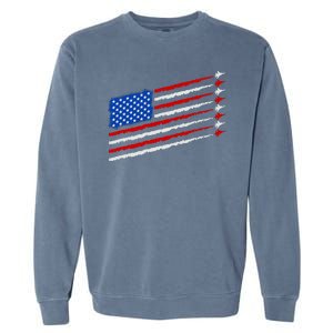 Cool USA American Flag Air Show Jet Planes Garment-Dyed Sweatshirt