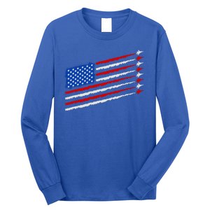 Cool USA American Flag Air Show Jet Planes Long Sleeve Shirt