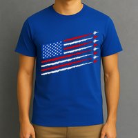 Cool USA American Flag Air Show Jet Planes T-Shirt