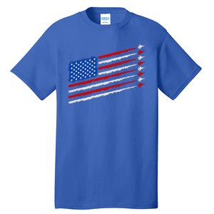 Cool USA American Flag Air Show Jet Planes Tall T-Shirt