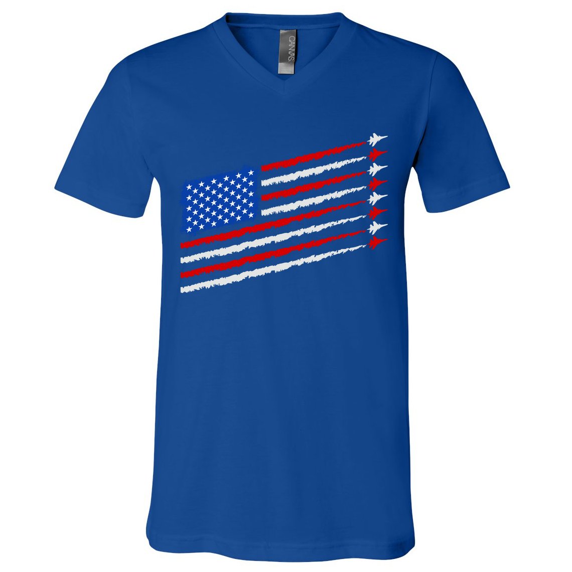 Cool USA American Flag Air Show Jet Planes V-Neck T-Shirt